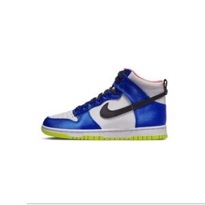 Nike Dunk High Blue and White Sneakers with Black Swoosh